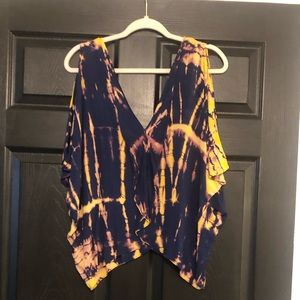 Bright cold shoulder top